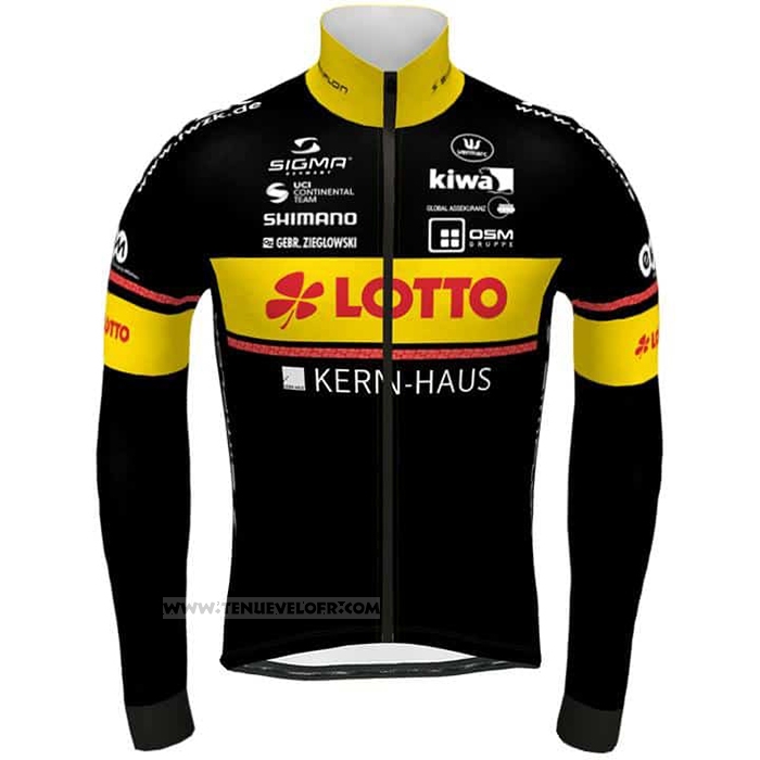 2021 Maillot Cyclisme Lotto-Kern Haus Noir Jaune Manches Longues et Cuissard